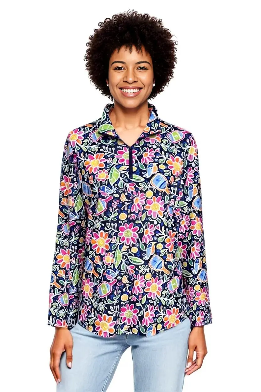 Katherine Way Anna Maria Pullover Quarter Zip Pickle Me Pink Katherine Way